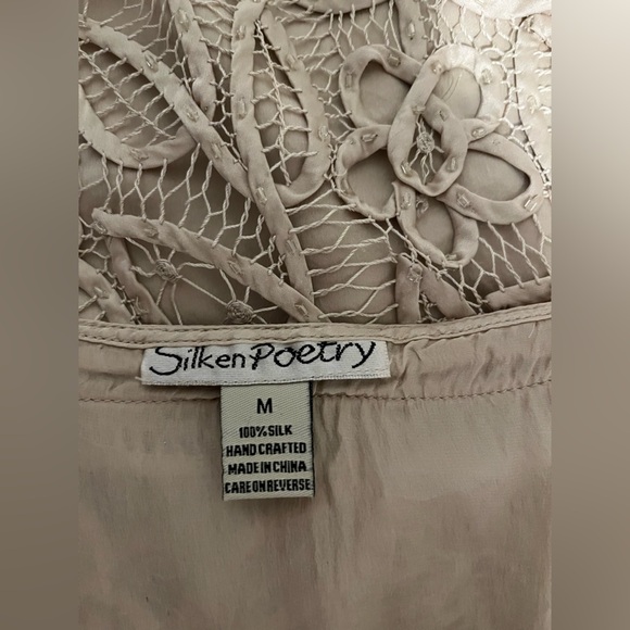 Silken Poetry Silk Handmade Crochet Beaded Maxi Skirt & Blouse Set M-L - Picture 10 of 13